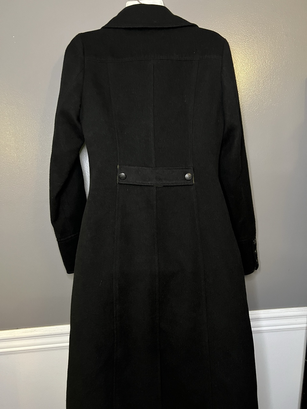 Free People Coat Womens 6 Black Long Double Breasted Military Pockets Lined - Picture 7 of 15